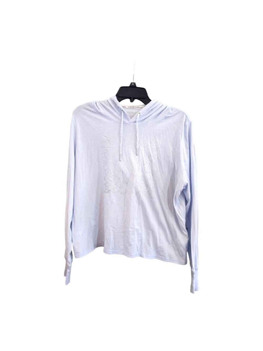 Calvin Klein Light Gray/Lilac Spellout Performance hoodie Size XL
